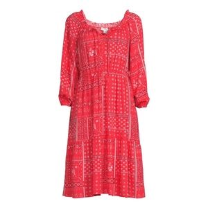 Beach Lunch Lounge Maxi Dress Womens M Tiered Midi Pink Peasant Boho Cottagecore
